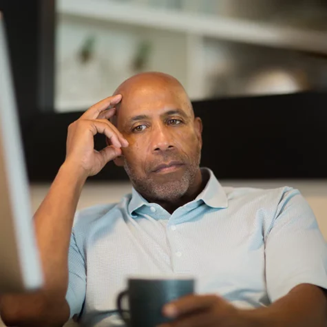 A frustrated man being denied social security benefits